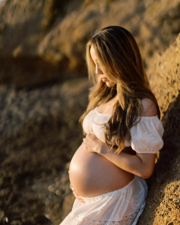 MQTIME  -   Boho Maternity Dress Photoshoot One-shoulder Floral  - Bohemia Photography Summer Maxi Dress for Pregnancy Photo Gown Loose Fit